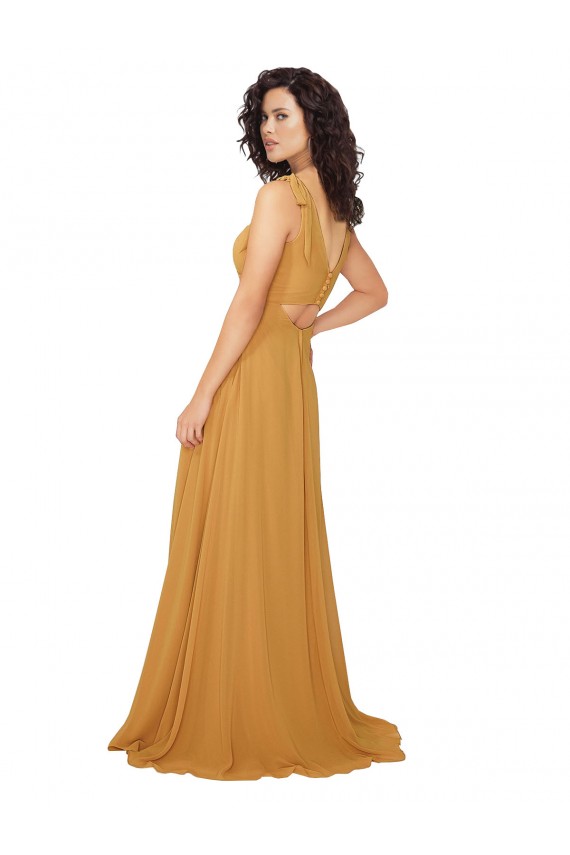 Shop Boho Chiffon Bridesmaid Dress with Tied Straps