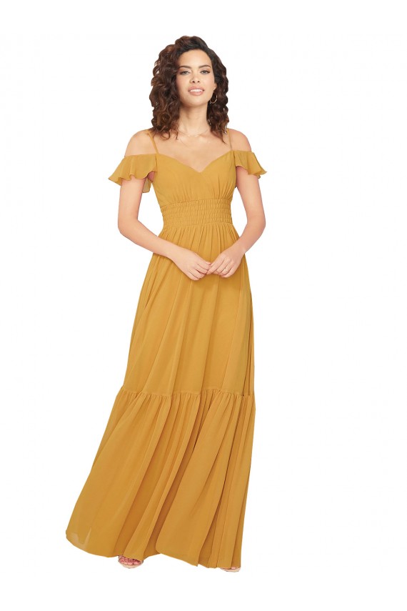 Shop Ruched Keyhole Back Boho Chiffon Bridesmaid Dress