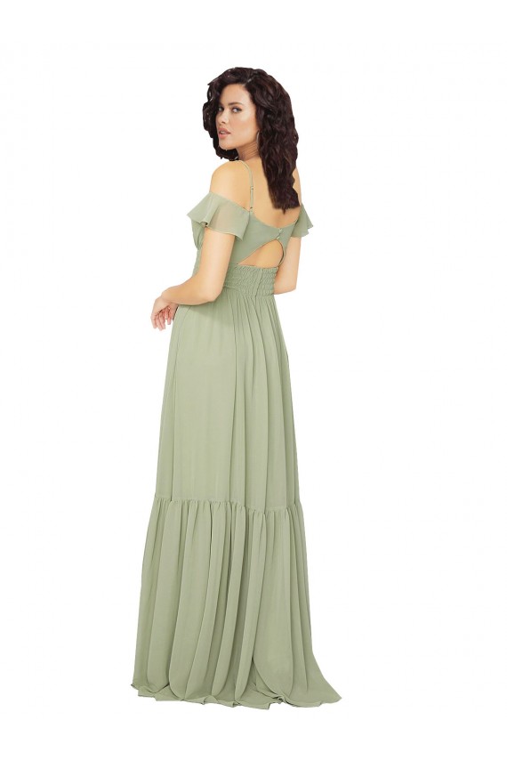 Shop Ruched Keyhole Back Boho Chiffon Bridesmaid Dress