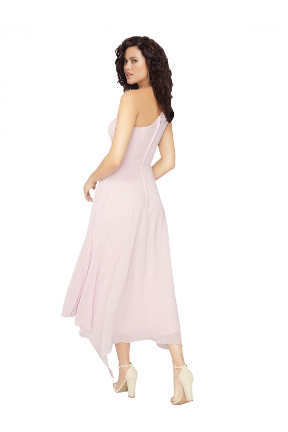 Shop Midi Length One Shoulder Chiffon Cocktail Bridesmaid Dress