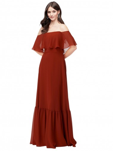 Shop Off the Shoulder Ruffle Chiffon Bridesmaid Dress