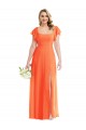 Shop Flutter Sleeves Scoop Open Back Chiffon Maxi Bridesmaid Dress