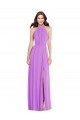 Shop Halter Backless Maxi Formal Bridesmaid Dress with Button Ruffle Placket