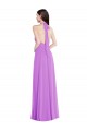 Shop Halter Backless Maxi Formal Bridesmaid Dress with Button Ruffle Placket