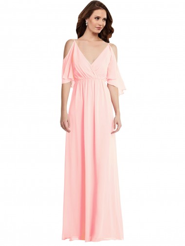 Shop Cold Shoulder Draped Wrap Maxi Bridesmaid Dress