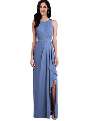 Shop Sleeveless Chiffon Bridesmaid Dress with Draped Front Slit