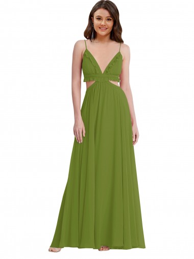 Shop Ruffled Chiffon Cutout Maxi Bridesmaid Dress