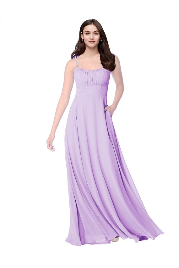 Shop Chiffon A-Line Chiffon Bridesmaids Dress with Ruched Bodice