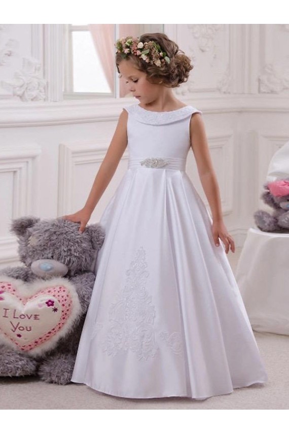 Shop Ivory Ball Gown Bateau Floor Length Flower Girl Dress