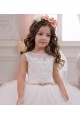 Shop Ivory Ball Gown Bateau Neck Chapel Train Sleeveless Flower Girl Dress