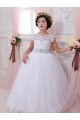 Shop Ivory Ball Gown Sweetheart Chapel Train Cap Sleeve Flower Girl Dress