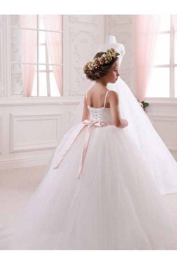 Shop Ivory Ball Gown Sweetheart Chapel Train Sleeveless Flower Girl Dress