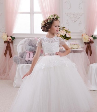 Shop Ivory Ball Gown Sweetheart Sleeveless Long Flower Girl Dress