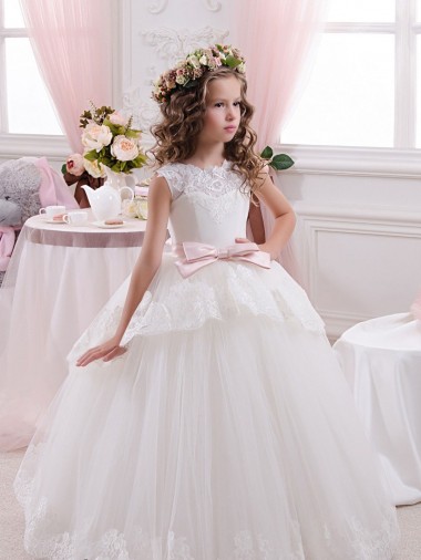 Shop Ivory Ball Gown Sweetheart V-Back Sleeveless Flower Girl Dress