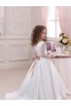 Shop Ivory Ball Gown V-Neck Chapel Train Long Sleeve Flower Girl Dress