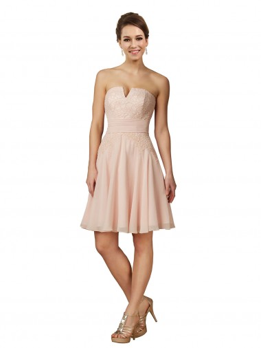 Shop Lace and Chiffon Bridesmaid Dress / Cocktail Dress with Unique Neckline