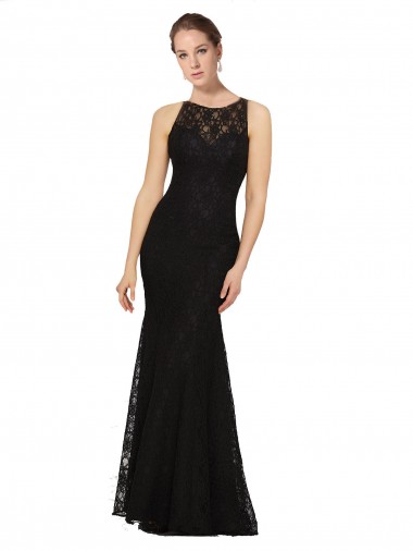 Shop Fitted Lace Bridesmaids Dress with Jewel Neckline and Open Back