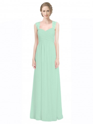 Shop Sweetheart Chiffon Bridesmaid Dress with Lace Straps and Keyhole Back