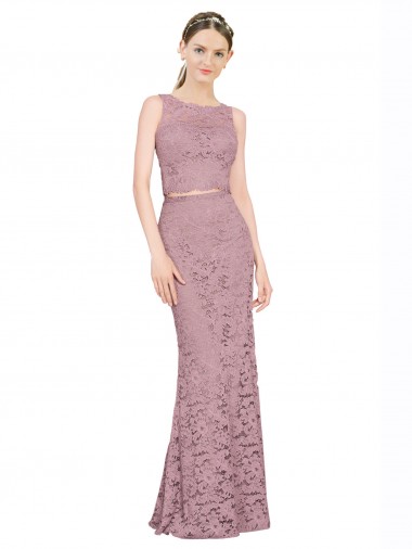 Shop Sleeveless Crop Top High Neck Mermaid Lace Bridesmaid Dress / Prom Dress