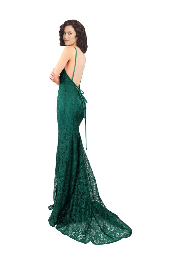 Shop Black Tie Sleek Fishtail Shaped Long Lace Bridesmaid Dress / Prom Dress