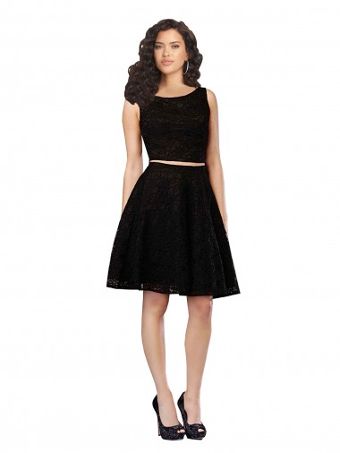 Shop Two Piece Short Lace Cocktail Bridesmaid Dress with Jewel Neckline