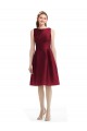 Shop Short Midi Length Satin Cocktail Bridesmaid Dress with Bateau Neckline and V-Back