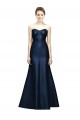 Shop Long Strapless Satin Bridesmaid Dress with Pleated Cuff Neckline