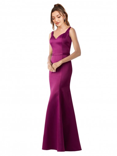 Shop Fitted Sexy Open Back Formal Satin Bridesmaids Dress with Floral Details