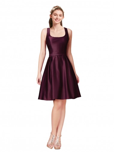 Shop Classic Cocktail Knee Length Satin Bridesmaid Dress / Prom Dress with V Back and Bow Detail