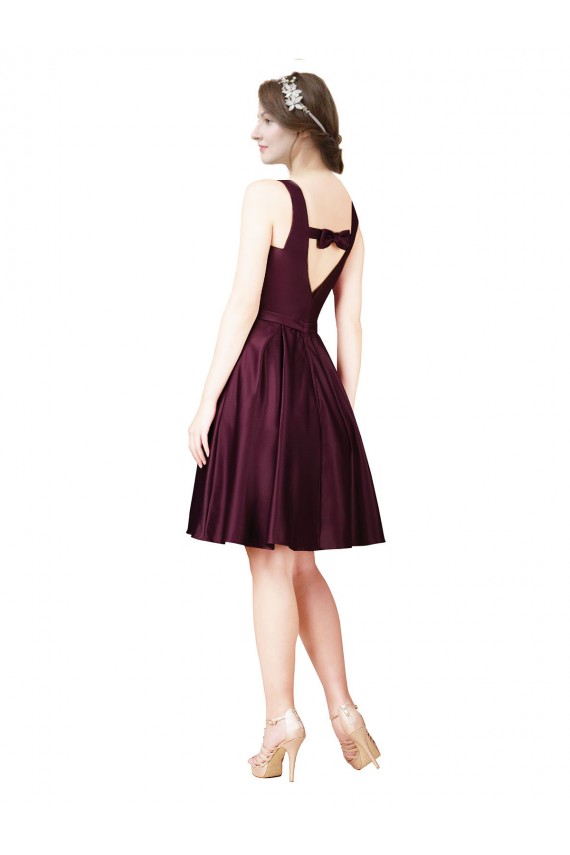 Shop Classic Cocktail Knee Length Satin Bridesmaid Dress / Prom Dress with V Back and Bow Detail