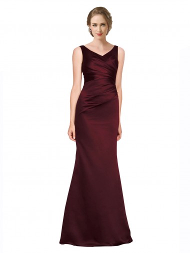 Shop Figure Shaping Formal Satin Bridesmaid Dress / Prom Dress with Structured Pleats