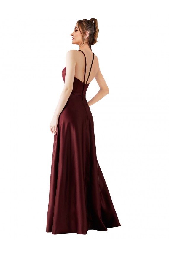 Shop Sleek Satin Bridesmaids Dress with Pockets