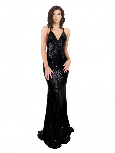 Shop Sleek Fishtail Shaped Open Back Formal Sequin Bridesmaid Dress / Prom Dress