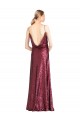 Shop High Neck Halter Long Slim Formal Sequin Bridesmaid Dress / Prom Dress with V-Neck and Blouson Bodice