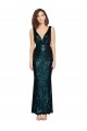 Shop V-Neck Full Length Formal Sequin Bridesmaid Dress / Prom Dress with Draped Back