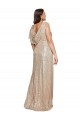 Shop Deep V-Neck Sleeveless Sparkling Formal Sequin Bridesmaid Dress / Prom Dress with Draped Cowl Back