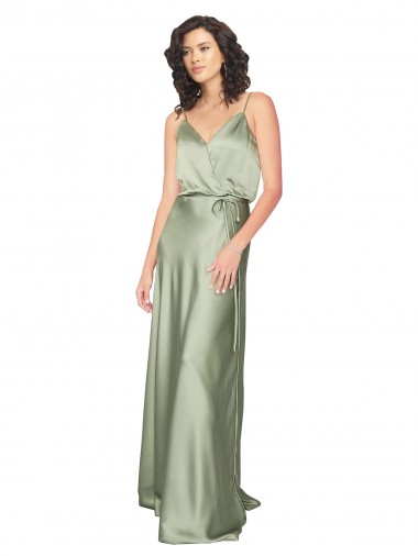 Shop Formal Silky Satin Bridesmaid Dress with Tied Waist