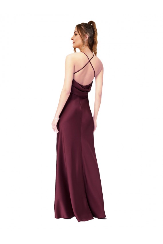 Shop Cowl Back V-Neck Formal Silky Satin Bridesmaid Dress / Prom Dress