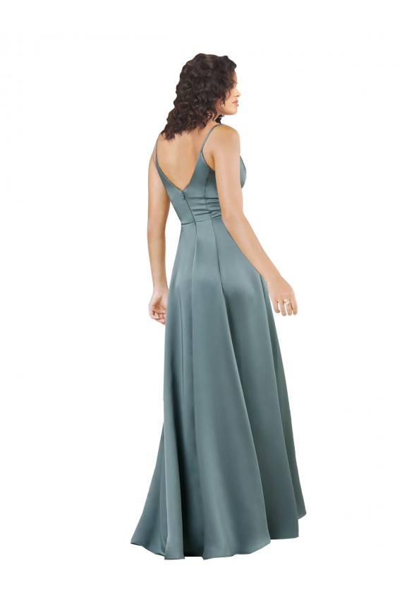 Shop Formal Silky Satin Floor-Length Long Bridesmaid Dress / Prom Dress with V-Neckline