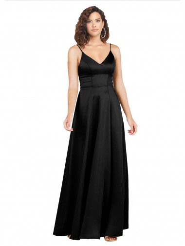 Shop Formal Silky Satin Floor-Length Long Bridesmaid Dress / Prom Dress with V-Neckline