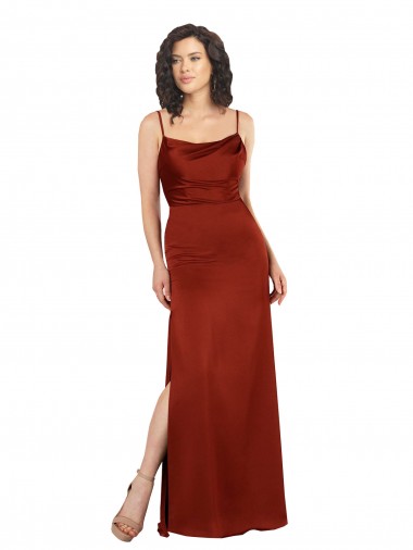 Shop Floor-Length Formal Silky Satin Bridesmaid Dress / Prom Dress with Skirt Slit