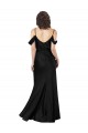 Shop Off the Shoulder Sleeves Formal Silky Satin Bridesmaid Dress / Prom Dress with Skirt Slit