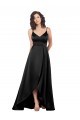 Shop High Low V-Neckline Formal Silky Satin Tulip Bridesmaid Dress / Prom Dress with Wrap Skirt