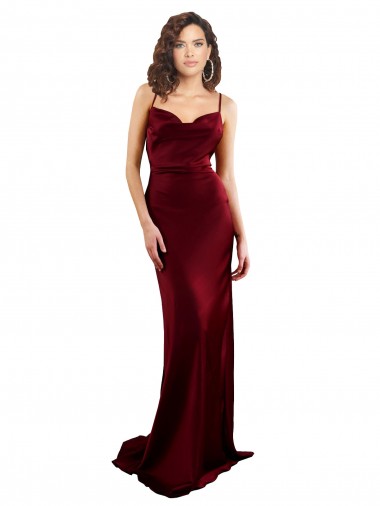 Shop Cowl Neck Long Criss Cross Open Back Formal Silky Satin Bridesmaid Dress / Prom Dress