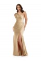 Shop One Shoulder Asymmetrical Cowl Back Formal Silky Satin Mermaid Bridesmaid Dress / Prom Dress