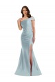 Shop Bias-Cuff One Shoulder Formal Silky Satin Mermaid Bridesmaid Dress / Prom Dress with Side Slit