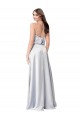 Shop Halter Neck Formal Silky Satin Bridesmaid Dress with Strappy Back