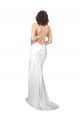 Shop Simple Sweep Train Low Back Tie Cowl Neck Long Silky Satin Beach Wedding Dress