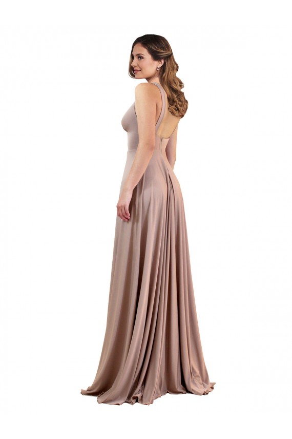 Shop Long A-Line Plunge V-Neckline Formal Spandex Bridesmaid Dress / Prom Dress with Slit