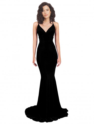 Shop Fishtail Shaped V-Neck Open Back Formal Spandex Bridesmaid Dress / Prom Dress